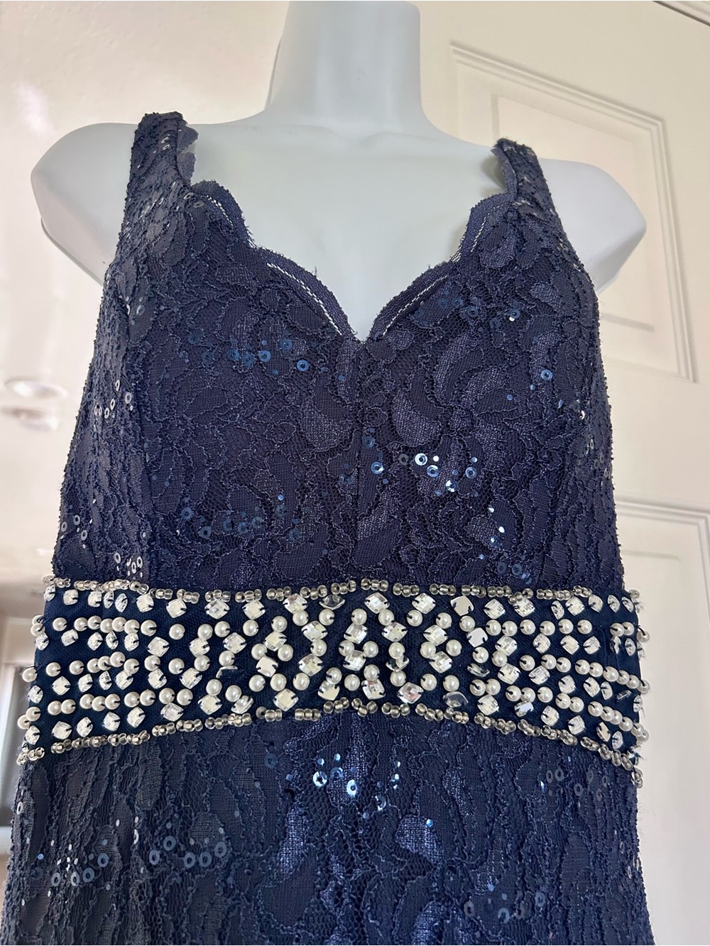 My Michelle Navy Blue Sparkle Formal Dress
